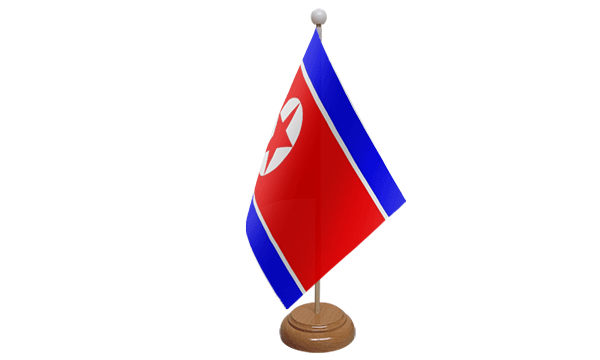 Korea North Small Flag with Wooden Stand